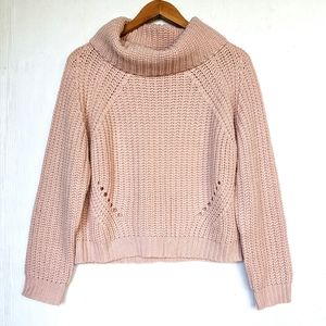 IVY + MAIN blush pink chunky knit turtleneck sweater